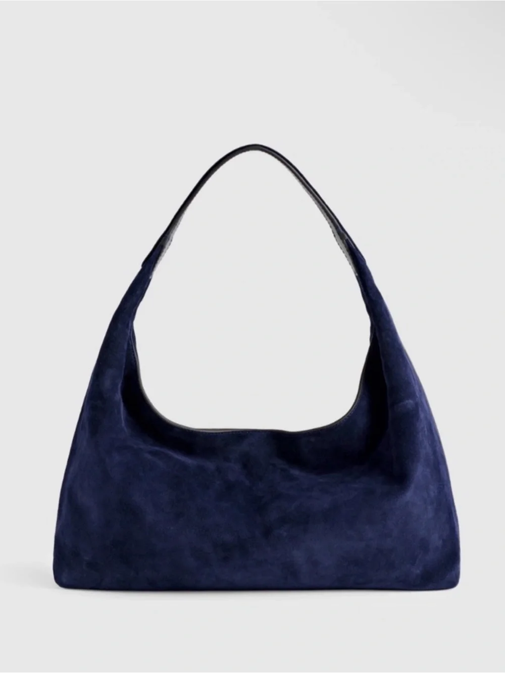 Madewell The Mylie Midnight Navy Italian Suede Shoulder Bag 90s Quiet Luxury